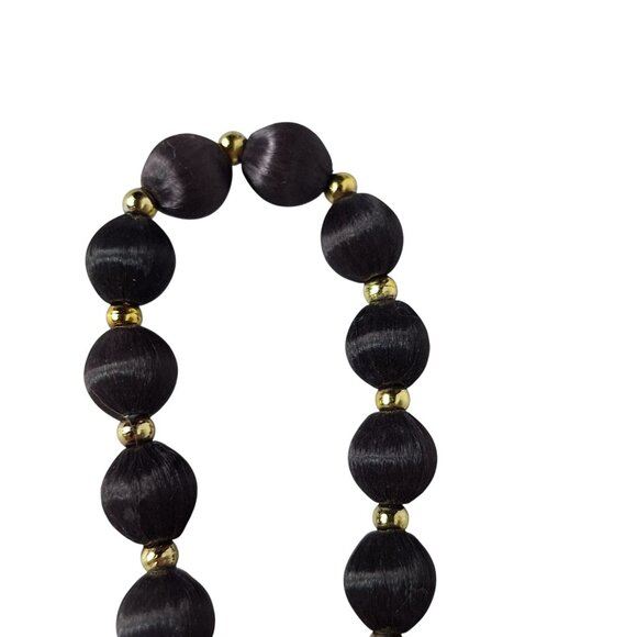 Handmade Black Bead Necklace Gold Spacers Boho Jewelry - Picture 2 of 3
